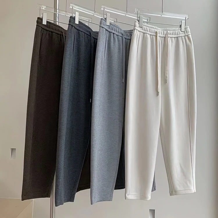 【磨毛呢料】数兰朵柔软毛呢复合小脚裤 显瘦萝卜裤宽松奶奶裤女