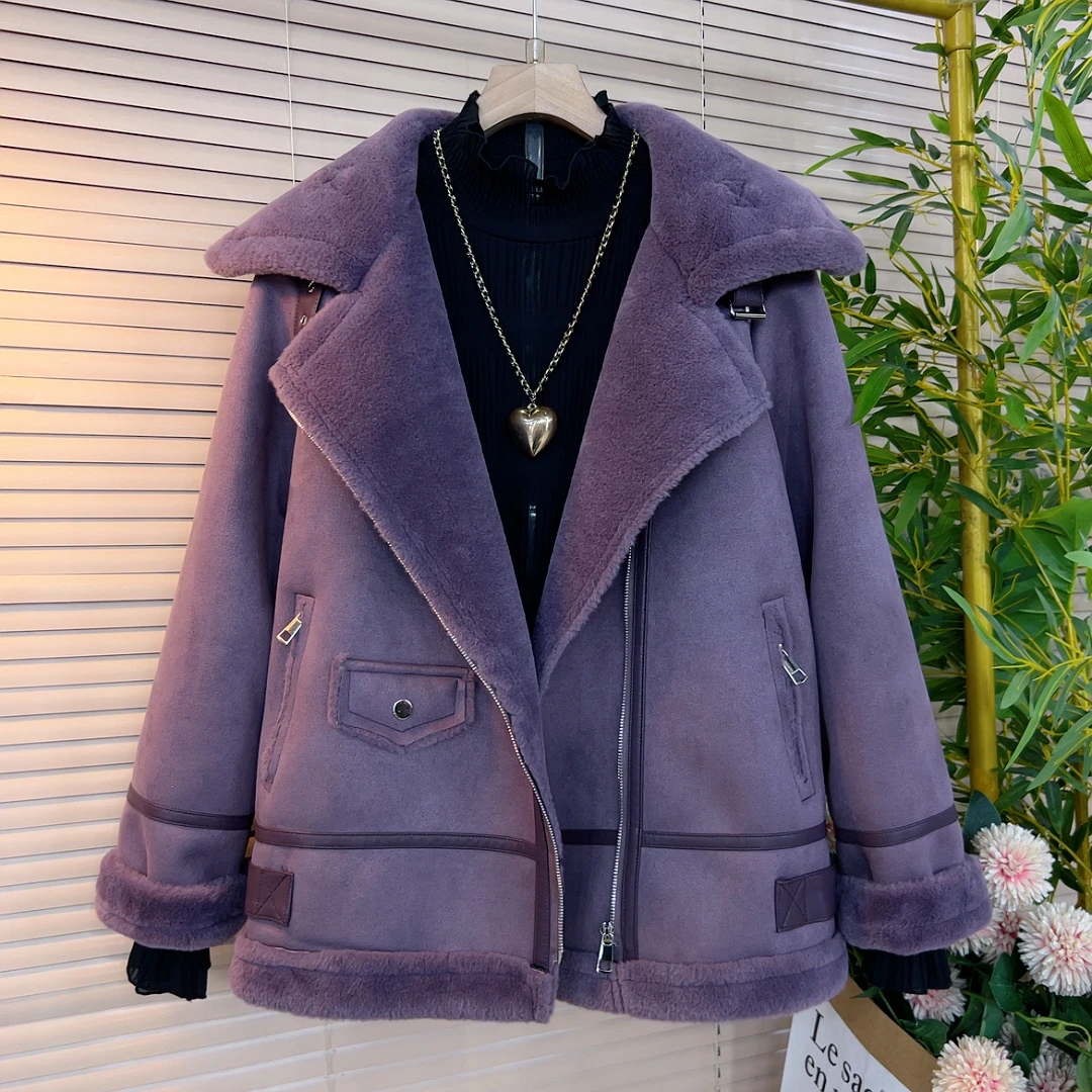 828胖妹妹秋冬季新款欧货时尚环保毛设计感气质显瘦百搭保暖外套