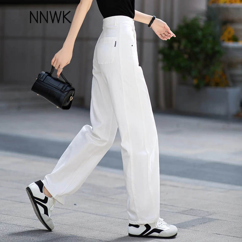 白色薄款牛仔裤女款爆款2025新款显瘦裤子女窄版阔腿裤镰刀休闲裤