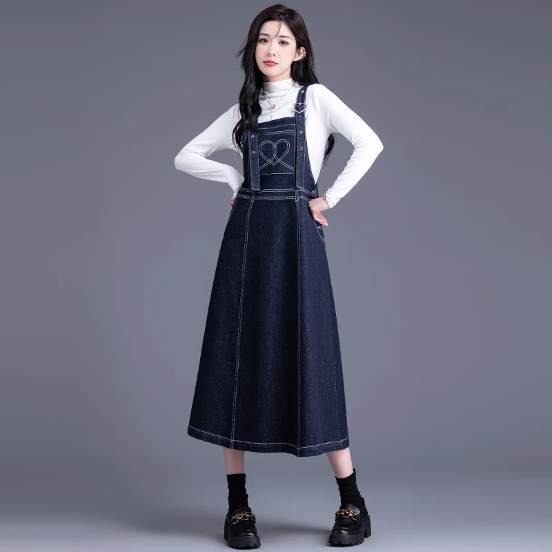 牛仔背带裙2025新款春秋季超好看连衣裙长裙高级感穿搭小个子裙子