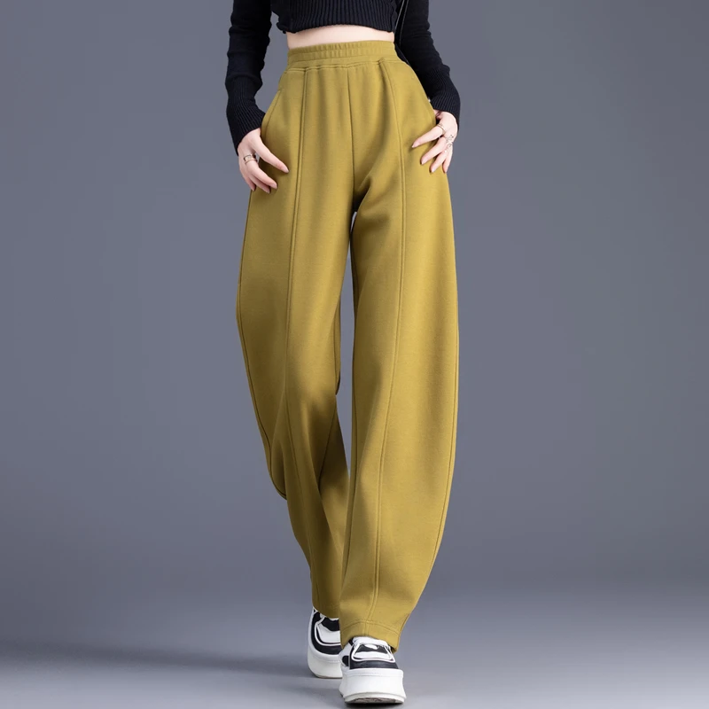 加绒裤子女秋冬爆款休闲裤女2025新款宽松阔腿弯刀裤香蕉裤哈伦裤