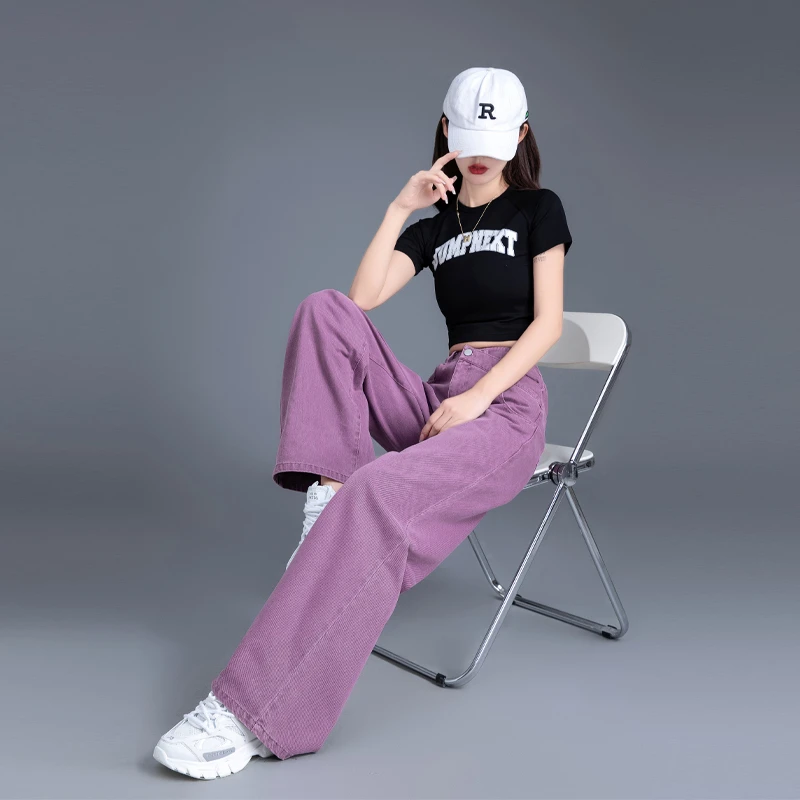小个子牛仔裤女2025春秋季新款裤子小众设计感阔腿裤直筒拖地长裤