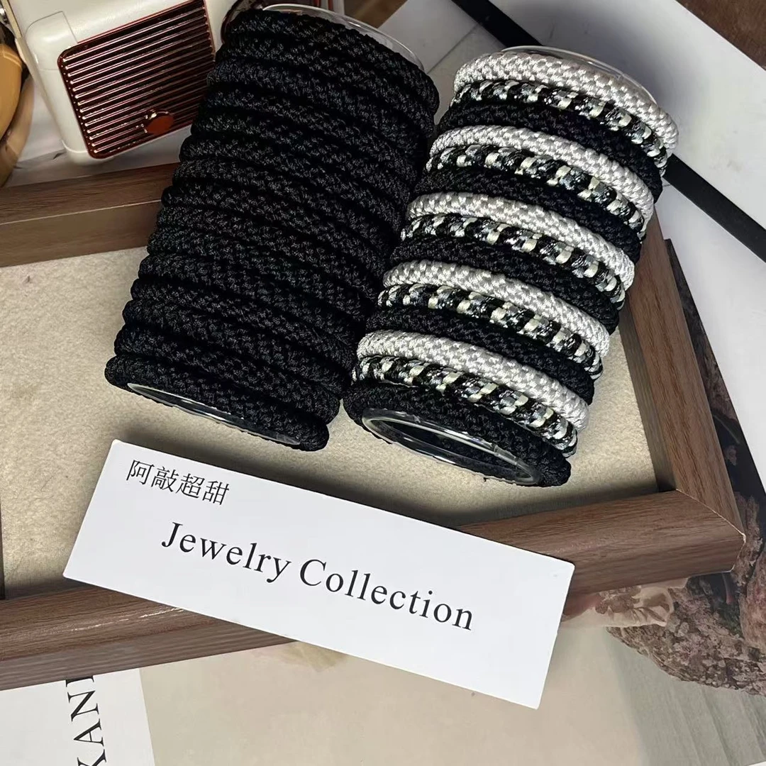 【阿敲】A557~纯黑色混搭色（15个）冠军发绳高弹力耐用头绳扎头皮筋