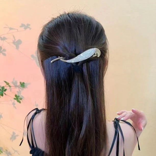 铜合金发饰  限时秒杀百搭一字夹满钻青蛙夹盘发鲨鱼夹发卡头饰女