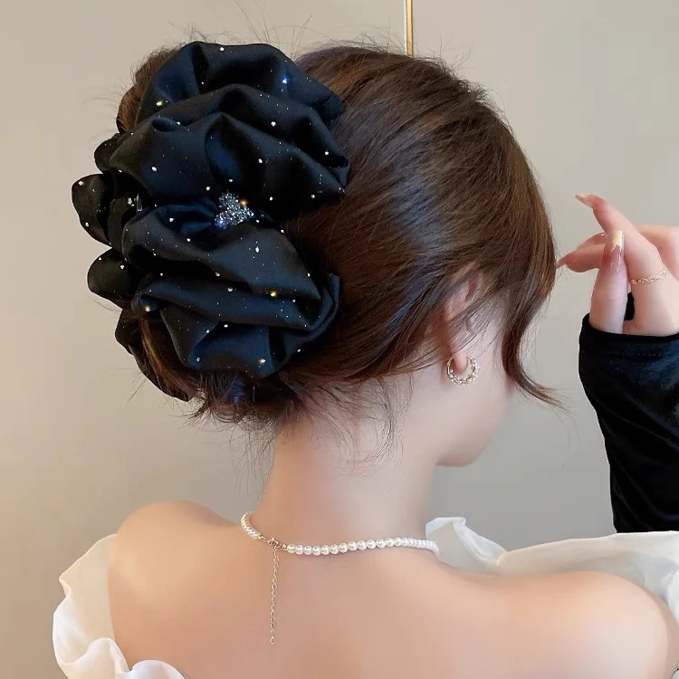 圣珊满天星爱心钻抓夹羽毛气质百搭时尚女后脑勺抓夹简约精致发卡