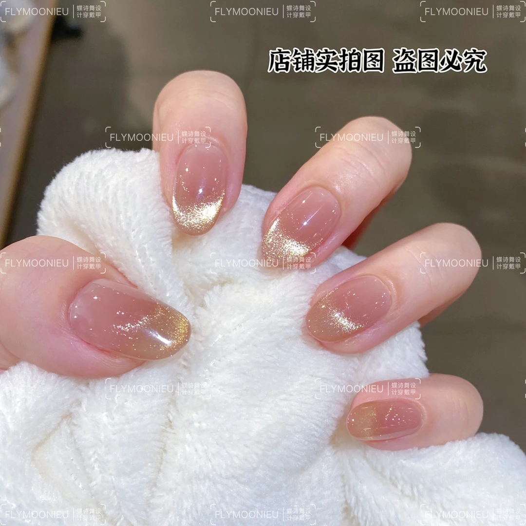 冉冉升起 蝶诗舞  纯手工定制美甲贴片 早秋高级定制穿戴甲10片