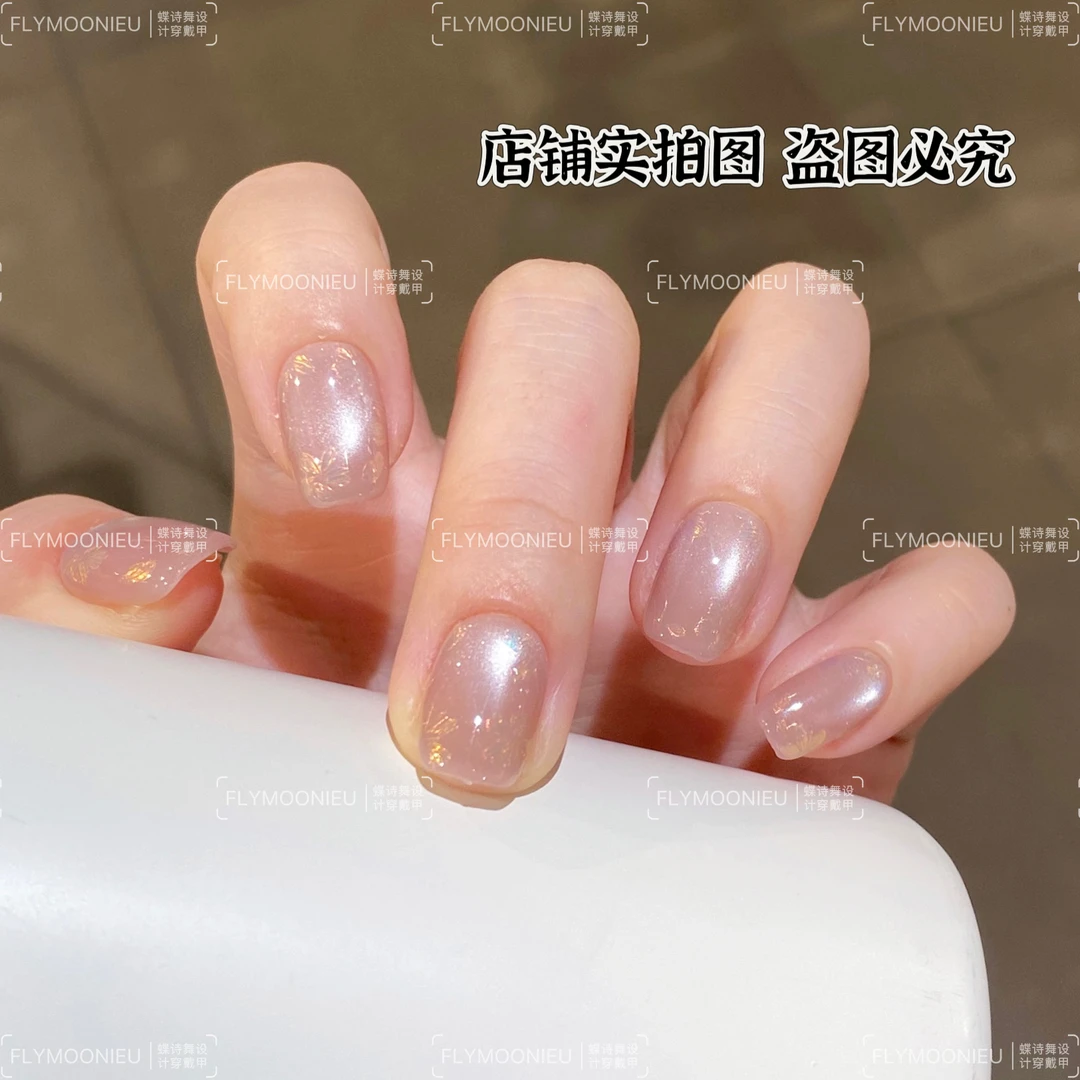 镜中花 蝶诗舞  纯手工定制美甲贴片 温柔淑女气质定制穿戴甲10片