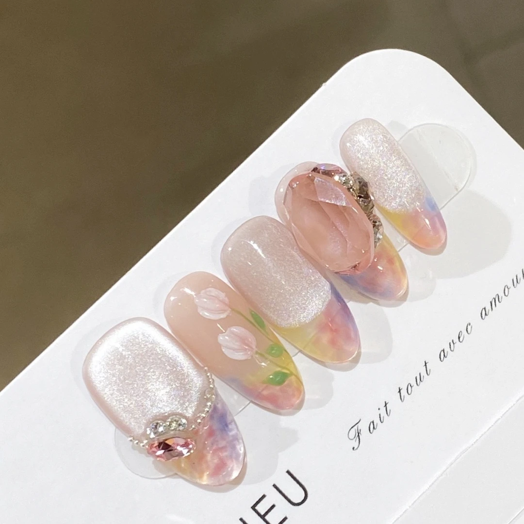 花间提壶 蝶诗.舞【施家华子】纯手工定制美甲贴片 定制穿戴甲10片