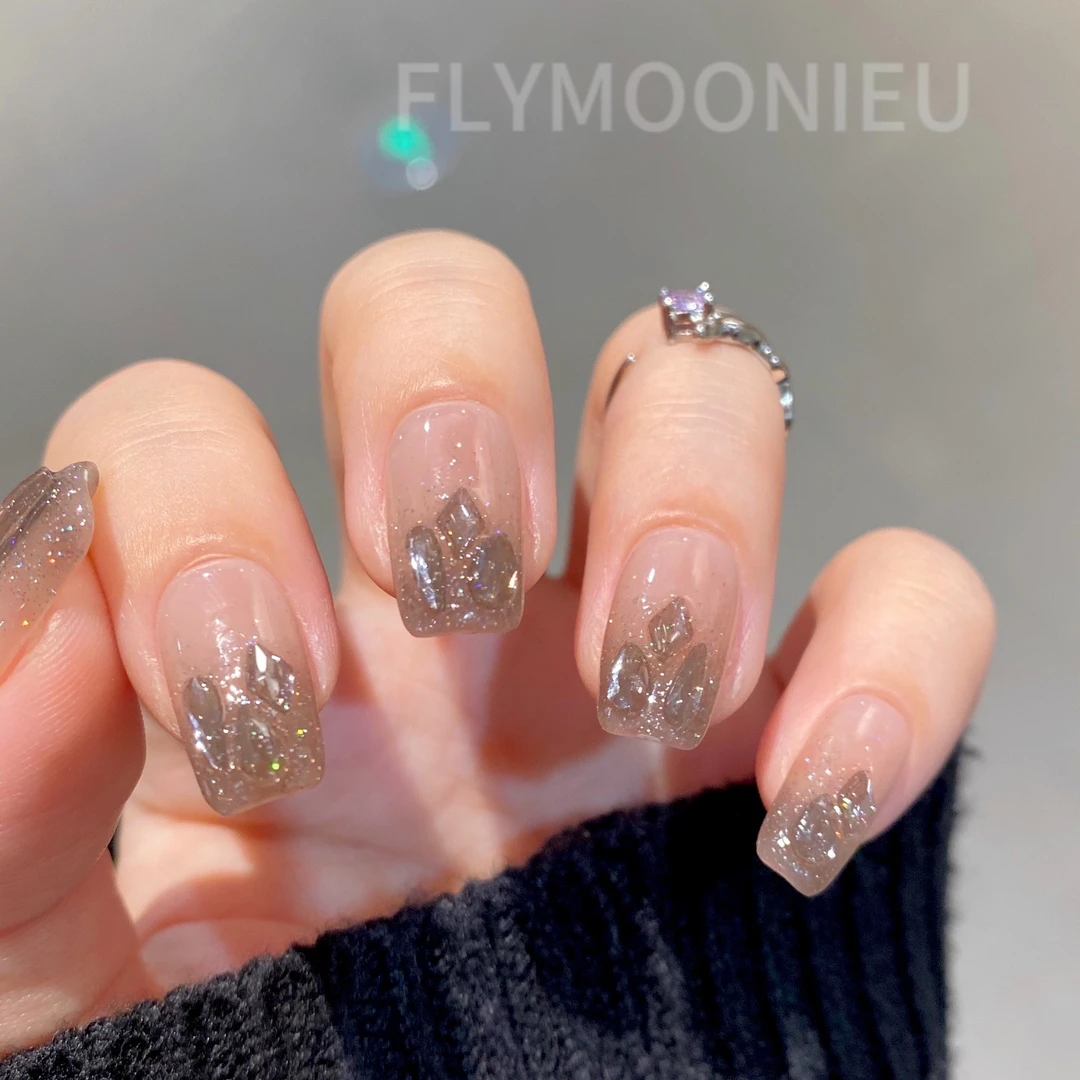 黯墨星  蝶诗舞   纯手工定制美甲贴片 高级定制穿戴甲10片