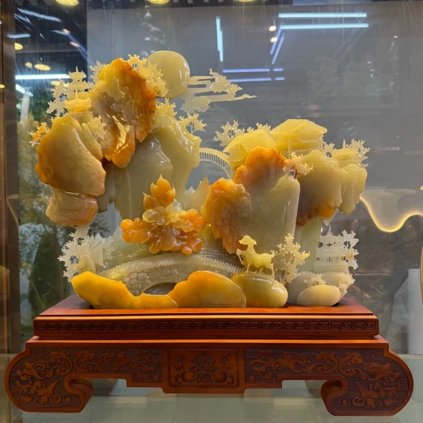 【61*17.5*59青山绿水山水雕件】新中式家居摆件新居入伙博古架玄关