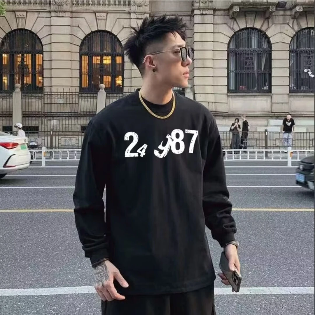 1401#新款纯棉长袖T恤休闲大码宽松百搭韩版情侣装内搭上衣外穿潮