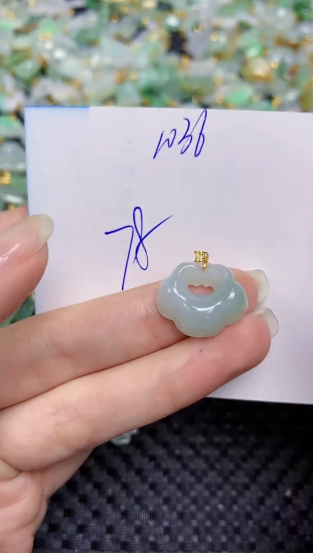 【闪购商品】翡翠颈饰18K金镶嵌天然绚甸A货翡翠