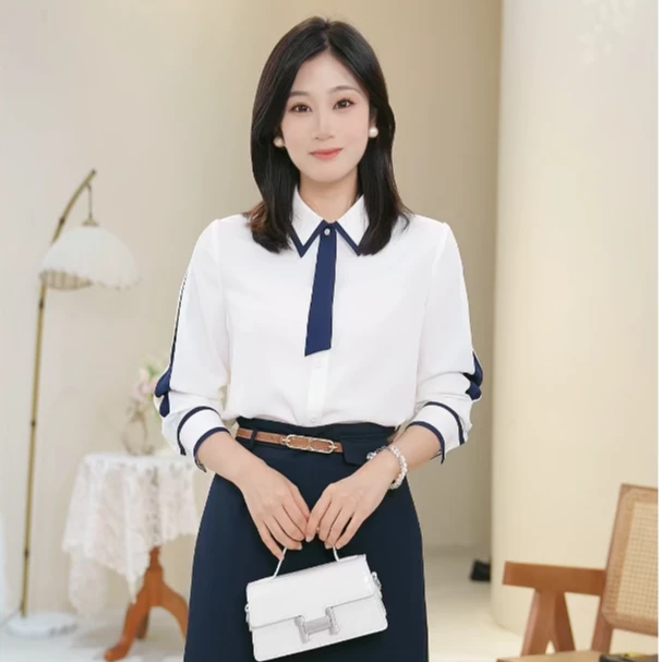 【曼贝甄选】春季8491005设计感女士通勤气质法式时尚小众百搭长袖