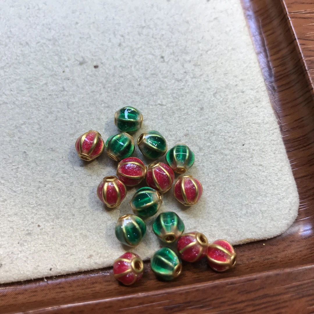 足金999烧蓝南瓜珠