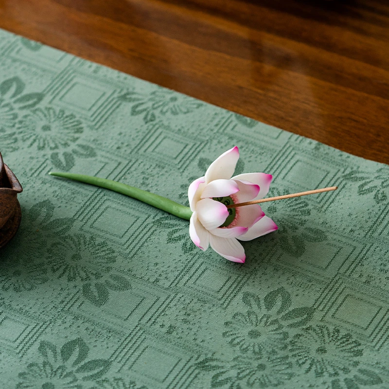 手工陶瓷莲花香道摆件插箱点香荷花摆茶台卧室手捏花工艺陶瓷花