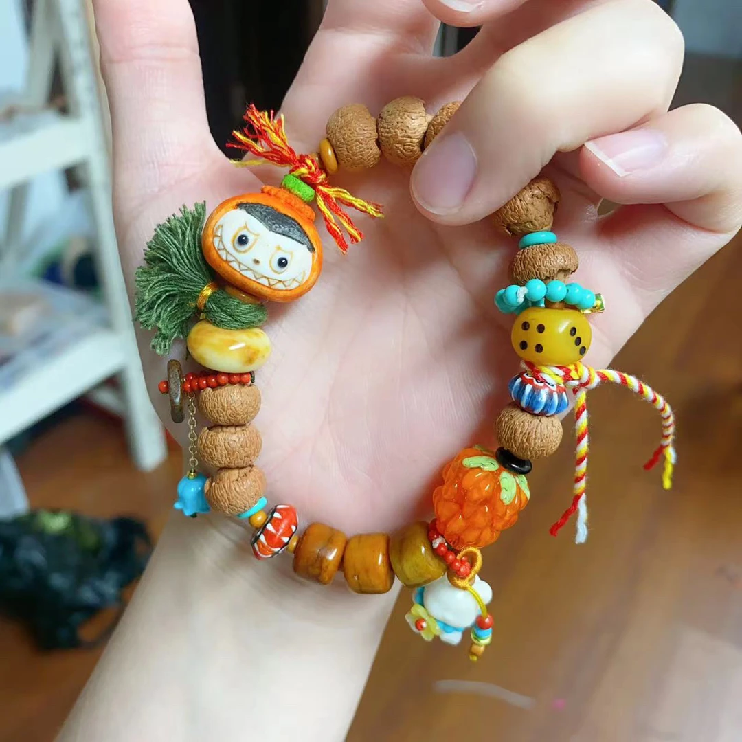 非金属木质手链 丑橘拉布布单圈手串 女士文玩 百搭可爱