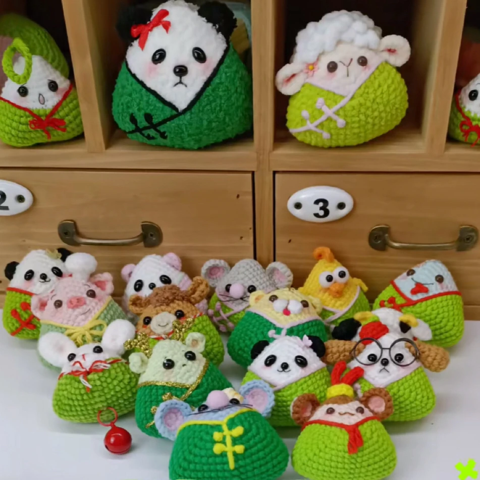 可萌 十二生肖粽子雪妃尔萌娃娃毛线配色整团手工diy送图解无视频