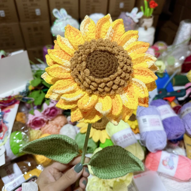 双层带籽向日葵毛线材料包可做2朵左右手工diy直径14-16厘米