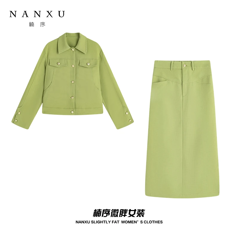 楠序源子微胖女装 2025秋季显瘦夏季套装气质两件套女款NN18618