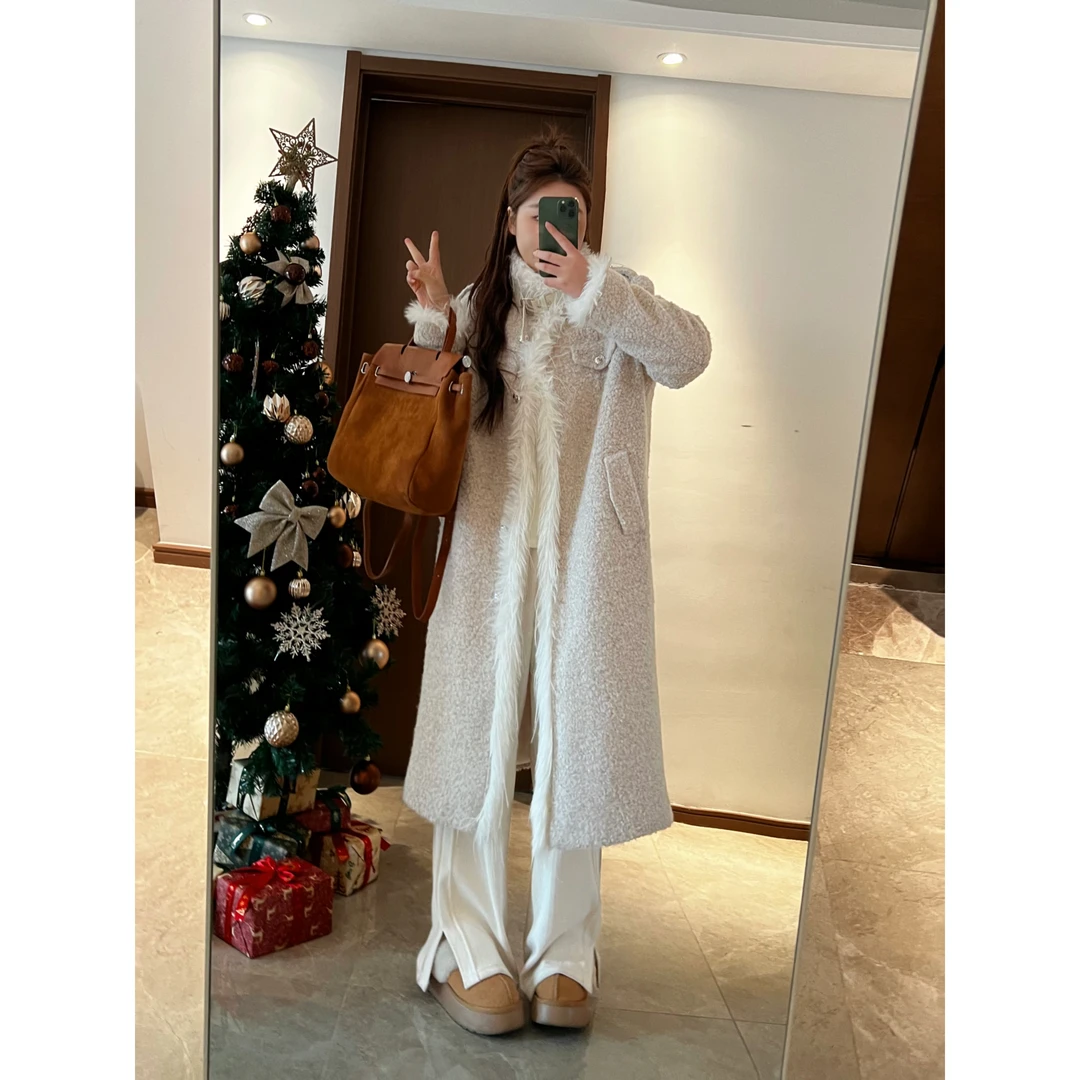 【反季清仓】楠序微胖女装时尚显瘦羊毛呢大衣女高级感大衣YZ20283