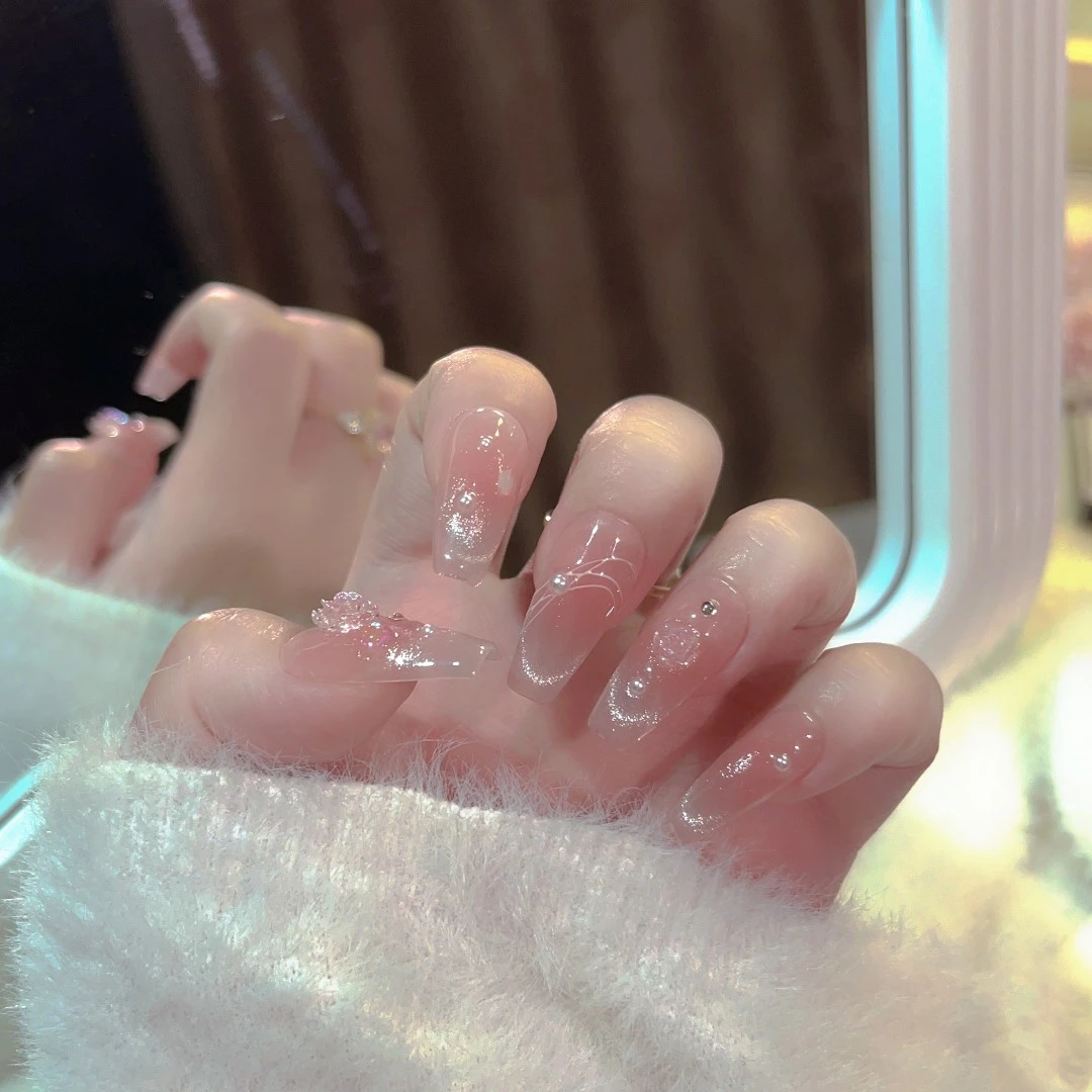 【半岛情书】纯手工穿戴甲美甲穿戴式光疗甲冰透渐变流行纯欲秋冬