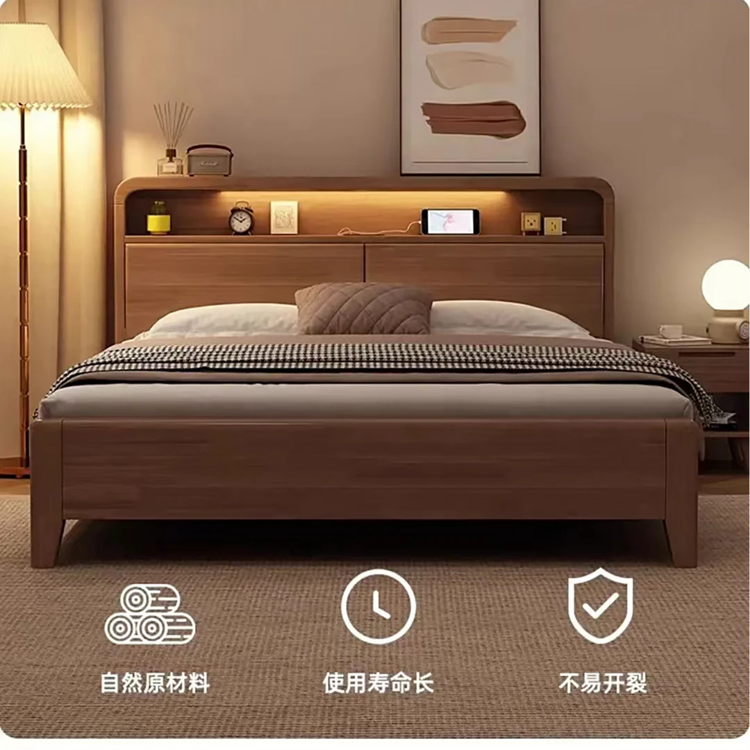 实木床现代简约家用主卧大床北欧单双人出租房民宿公寓经济原木床