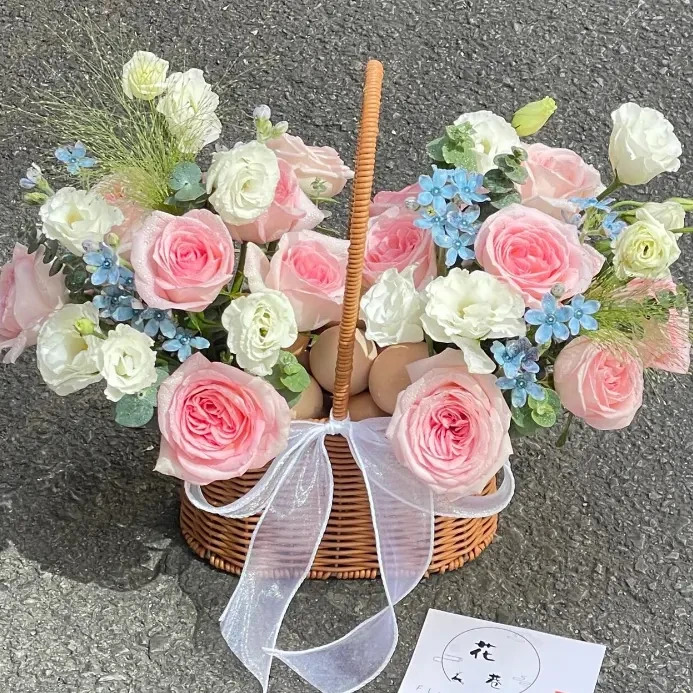 月子花篮鸡蛋手提篮同城配送附近花店送闺蜜朋友生孩子坐月子礼物