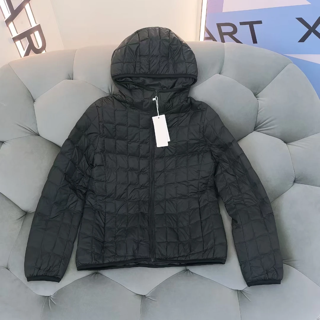 冬季女士格子短款时尚百搭连帽修身保暖轻薄款棉服L182