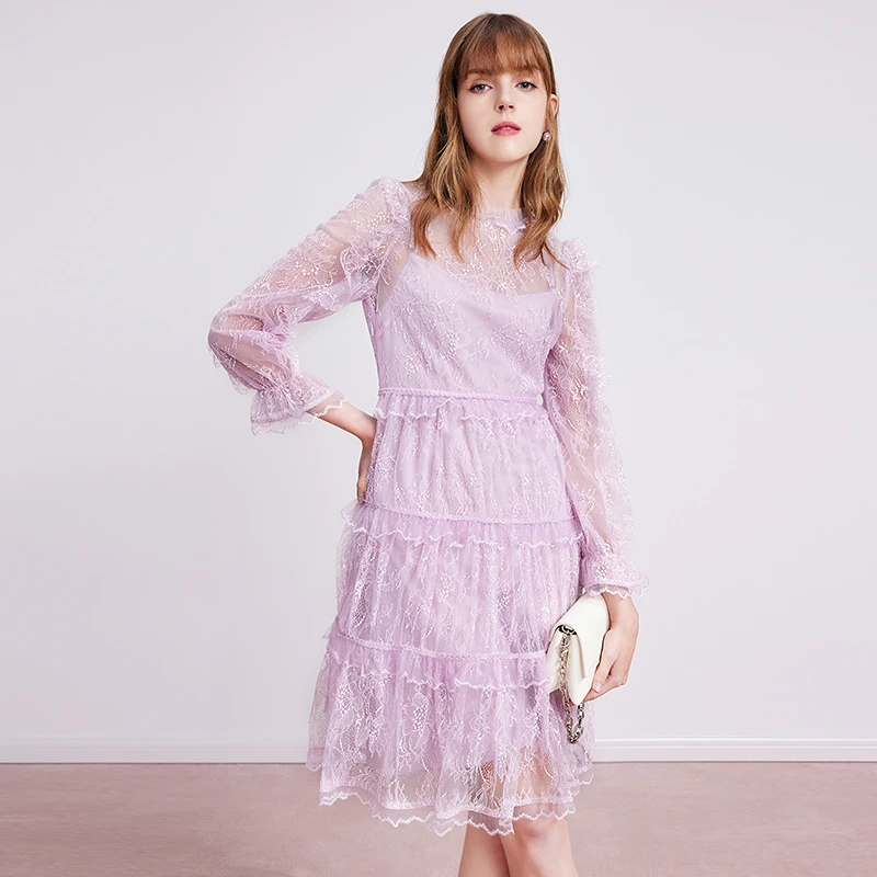 missCOCOON刺绣裙子女网纱蛋糕裙仙女连衣裙27086