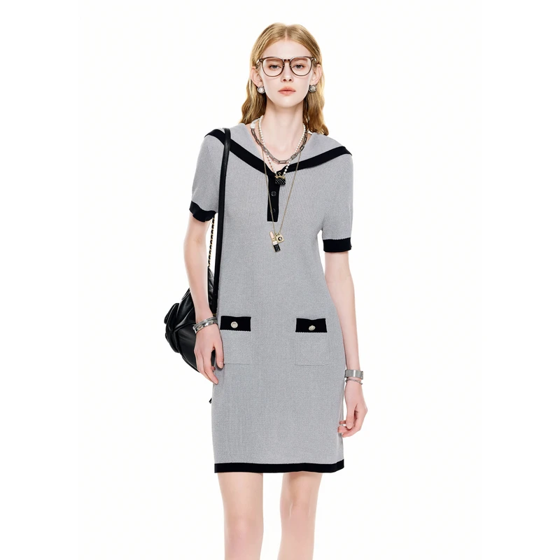 MISSCOCOON夏温柔风海军领针织连衣裙0290