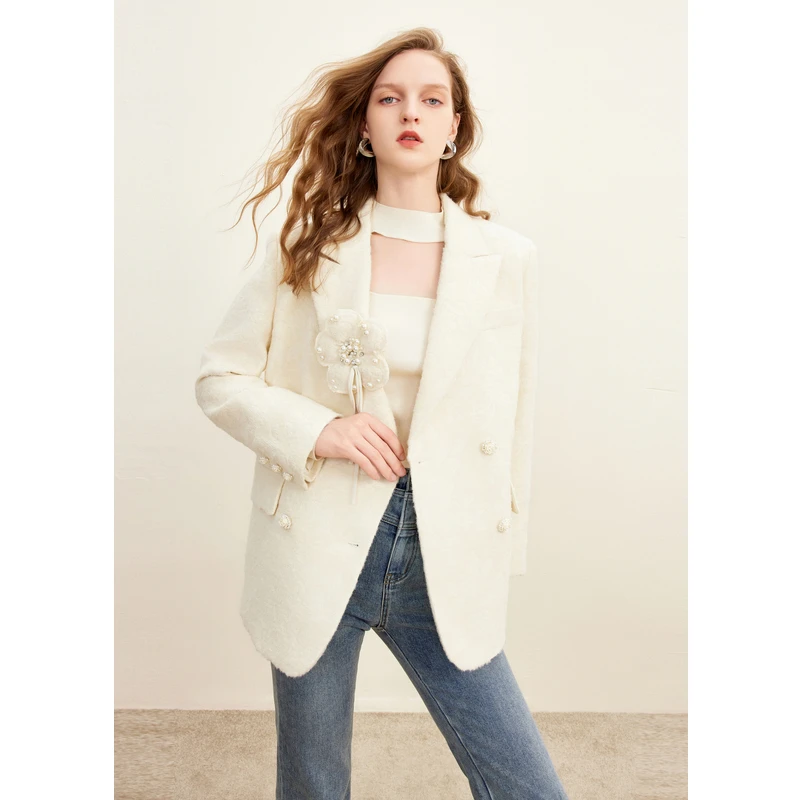 missCOCOON温柔外套提花肌理西装外套0366