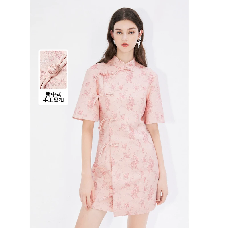 missCOCOON中式孔雀纹改良旗袍连衣裙0117