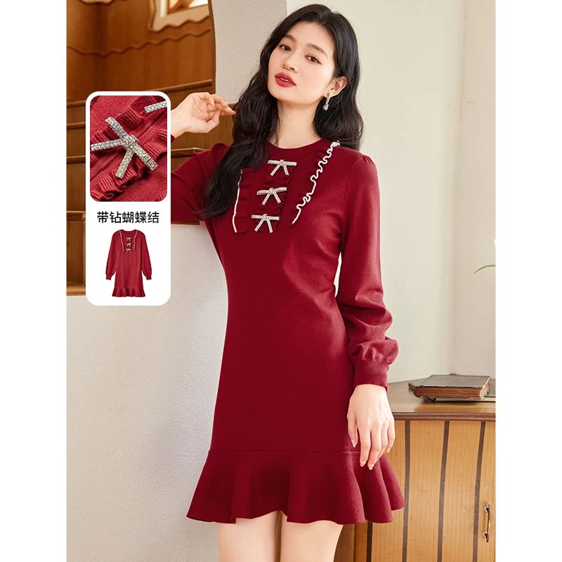 【媛媛女王专享】missCOCOON通勤裙子冬收腰连衣裙1456