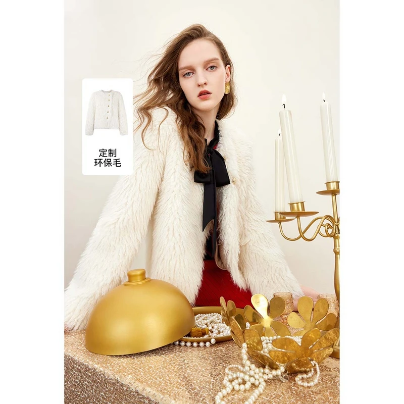 missCOCOON气质长袖冬新复古金属扣外套0196