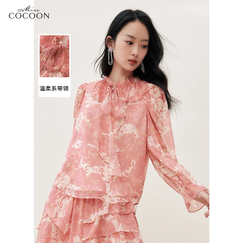missCOCOON柔美飘逸长袖雪纺衫0262
