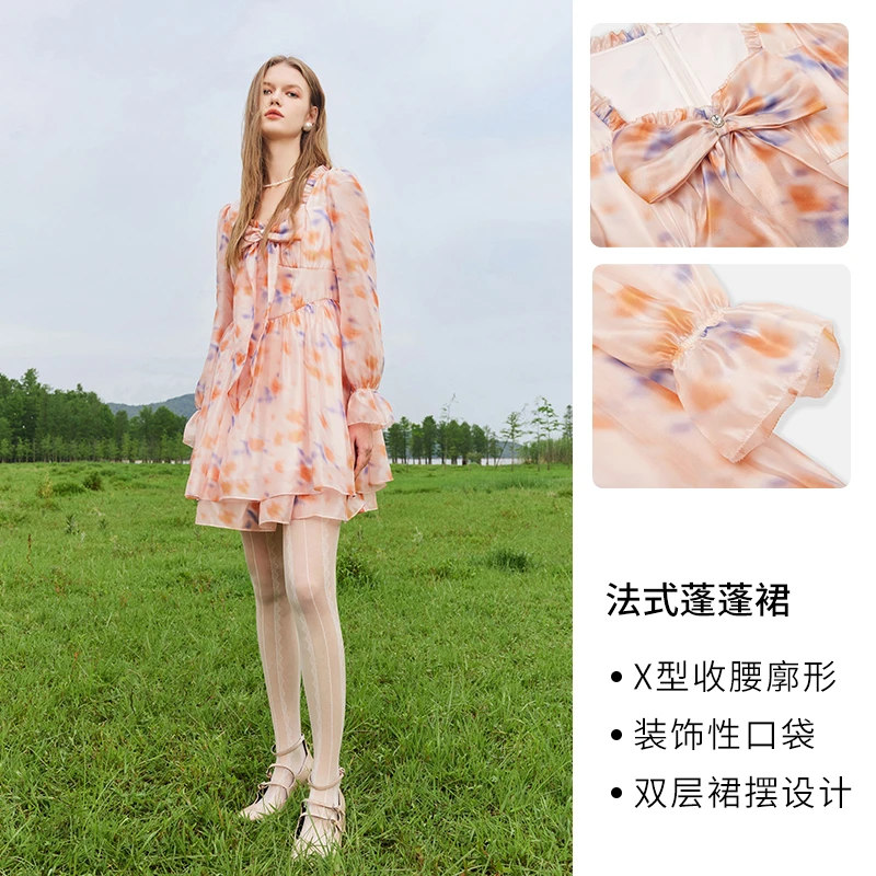 missCOCOON大蝴蝶结连衣裙花卉花型蓬蓬裙0037