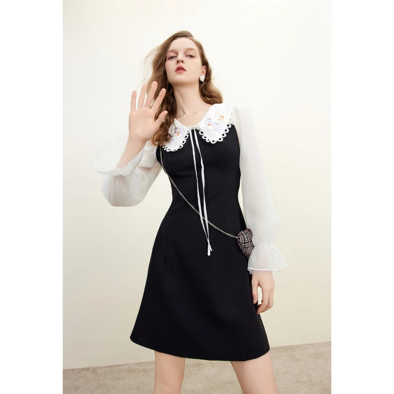 【媛媛女王专享】missCOCOON中长裙蝴蝶结系带连衣裙0336