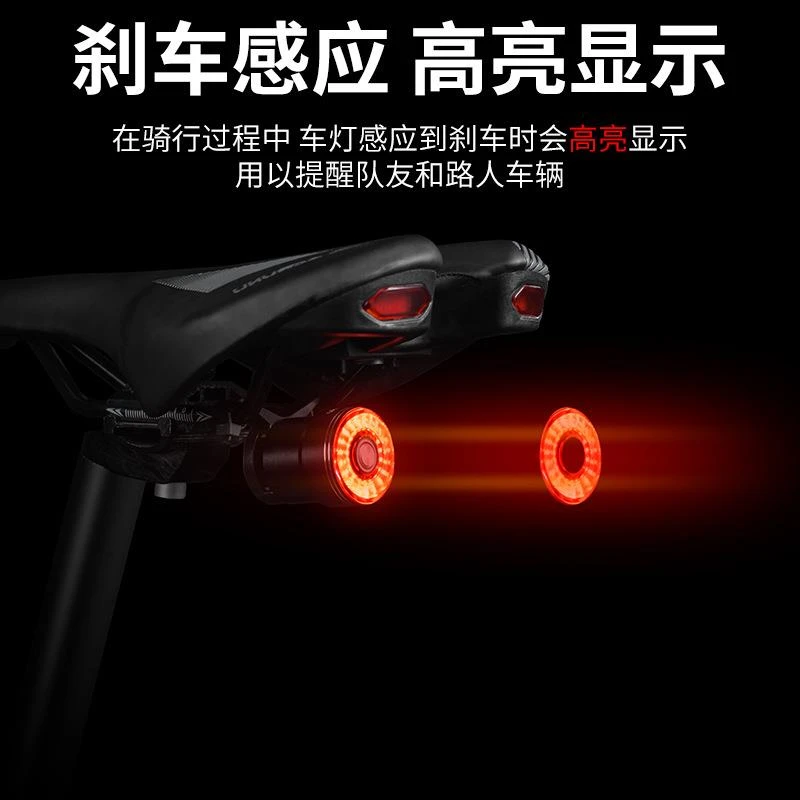 ACRUNU自行车尾灯山地公路车智能感应刹车灯 夜骑行USB充电警示灯