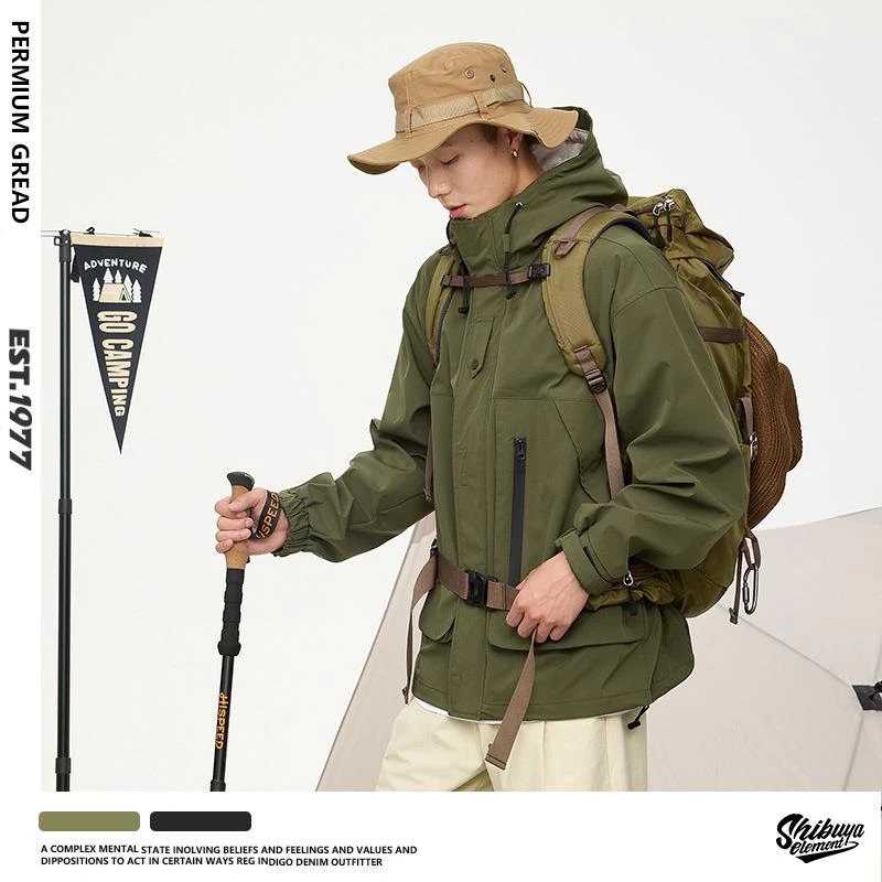 2023春秋男士潮牌冲锋衣三合一可拆卸防水户外登山服男女同款外套