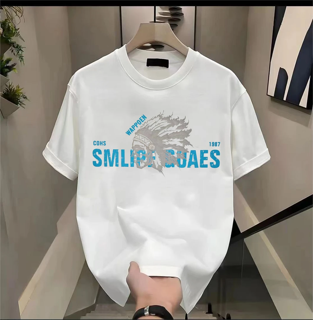 【光变印第安】纯棉重磅大落肩T恤背心半袖简约潮流百搭休闲舒适