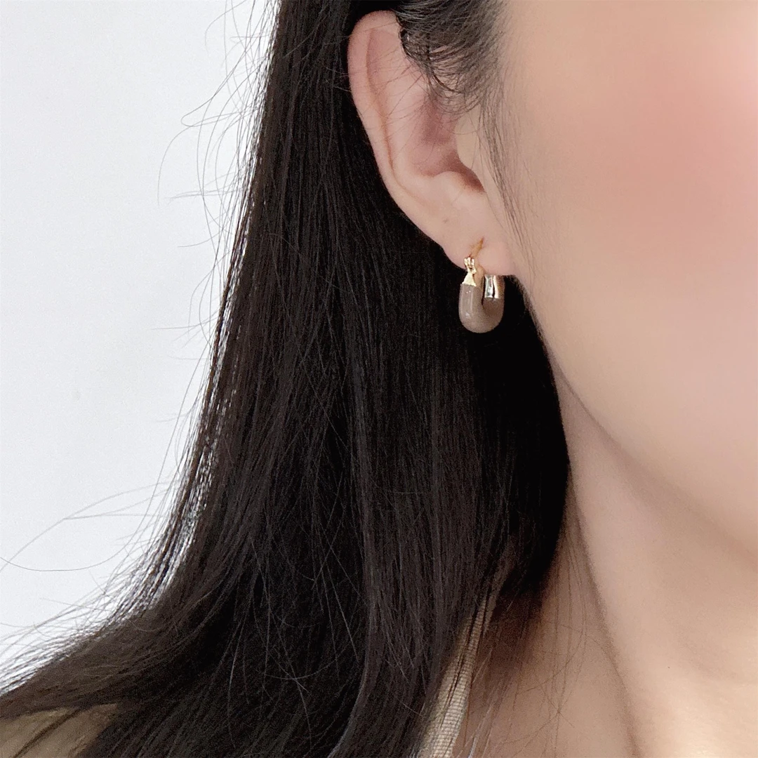 橙匠 铜合金耳饰 新款圈圈耳钉简约耳扣气质百搭高级复古法式简约