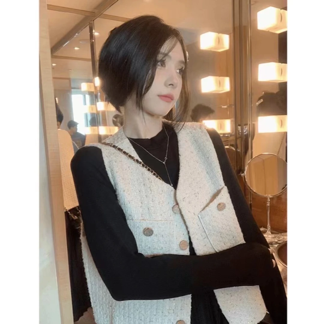 【鹿鹿专属】洋气小香风无袖马甲春秋款显瘦叠穿骑行服短外套k188