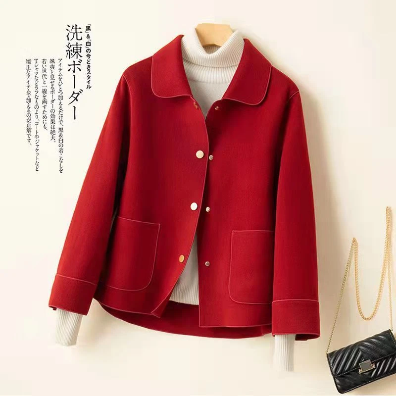 双面毛呢新款呢子大衣短款小个子女士女式高端韩版显瘦女装外套潮