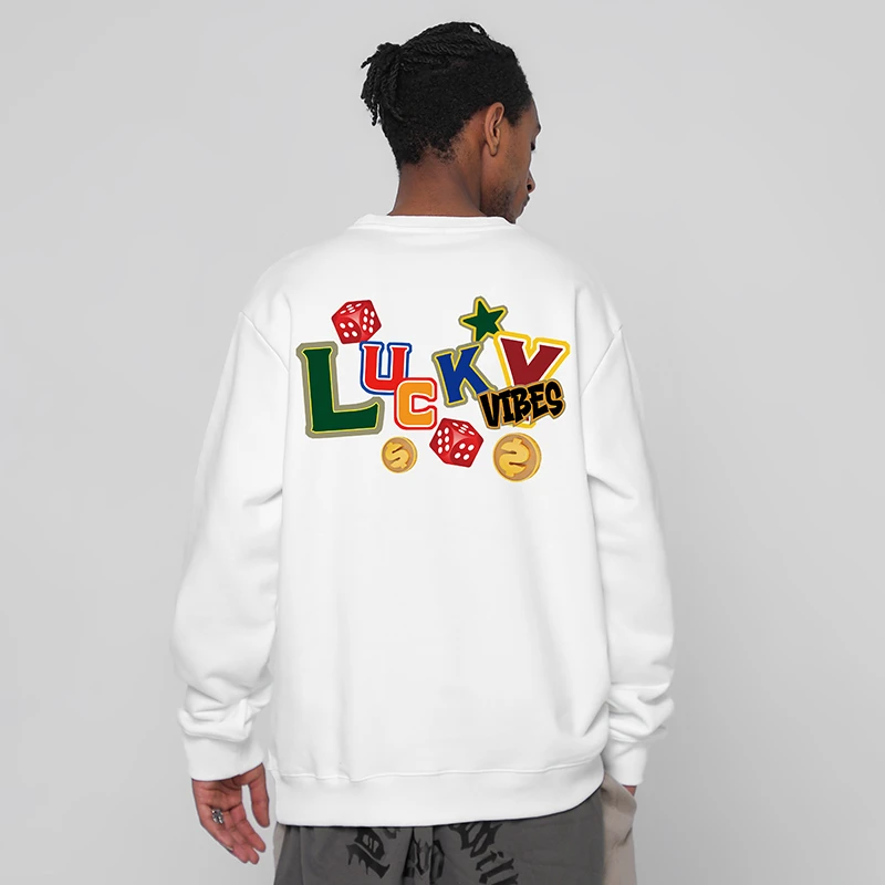 潮牌重磅卫衣男圆领宽松大码无帽长袖男装秋冬季美式加绒加厚上衣