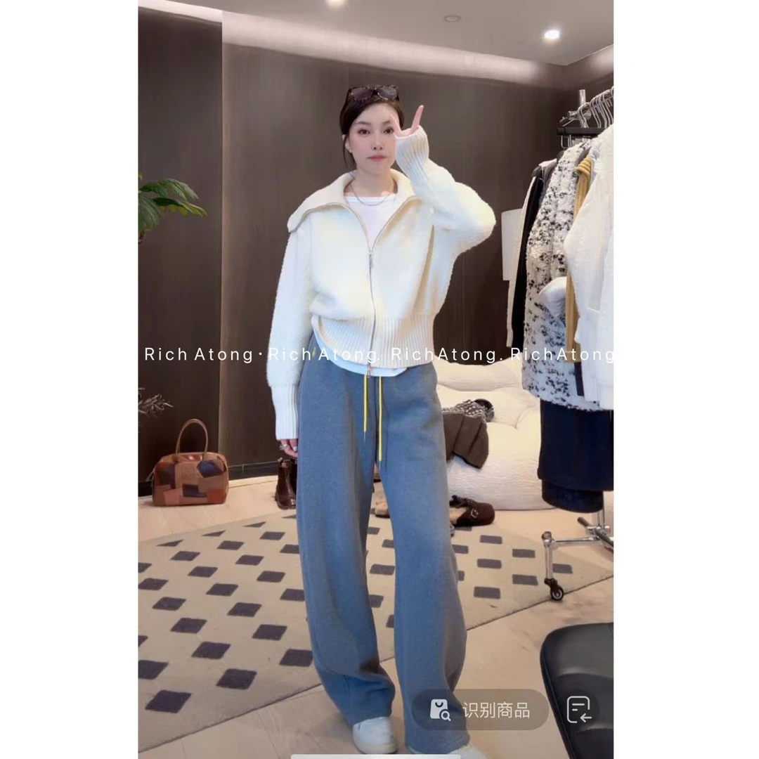 atong/阿彤-【奶乎乎】-2024 阿彤家大翻领百搭宽松秋冬开衫毛衣