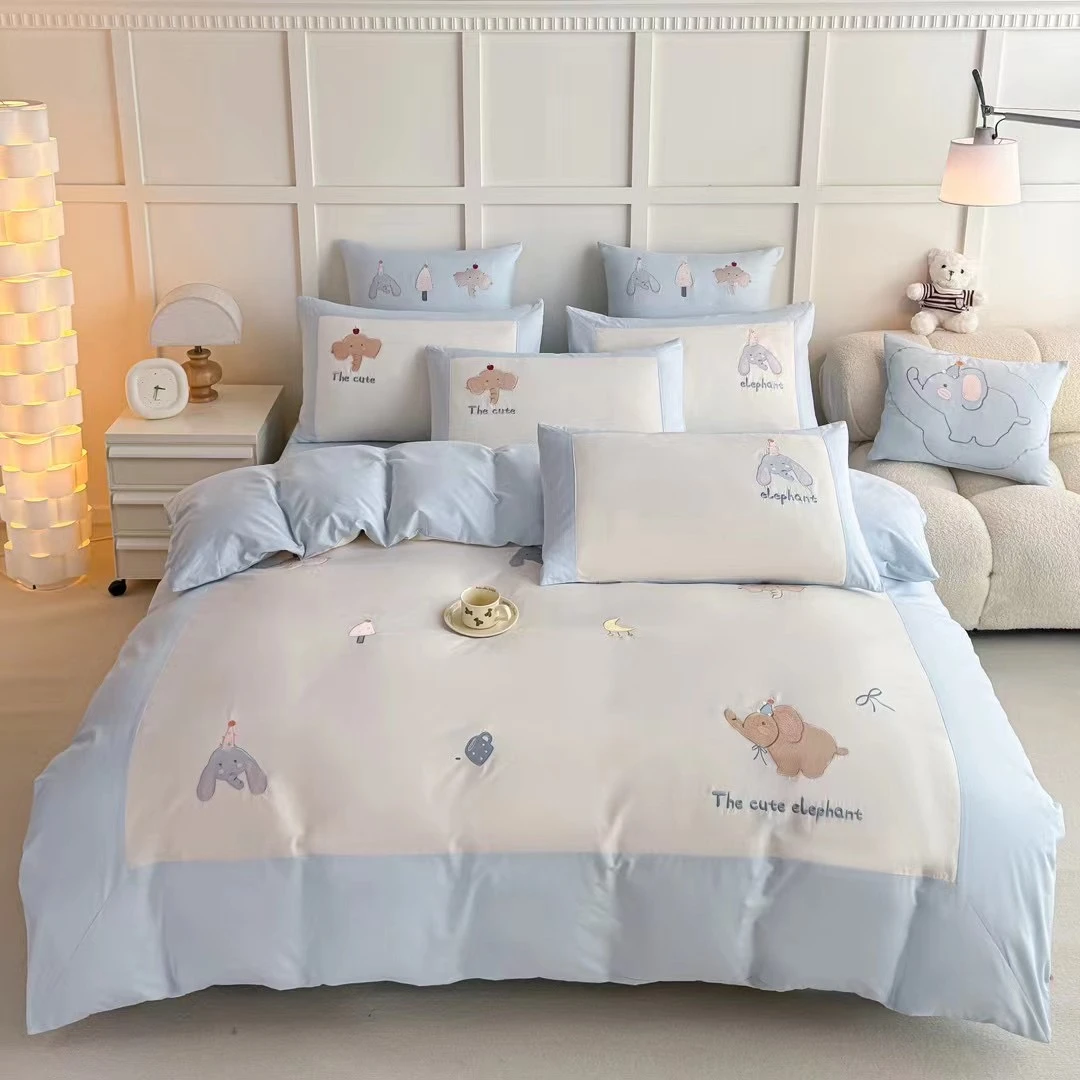 【大漂亮】全棉贴布绣刺绣四件套-小吉象系列   bb