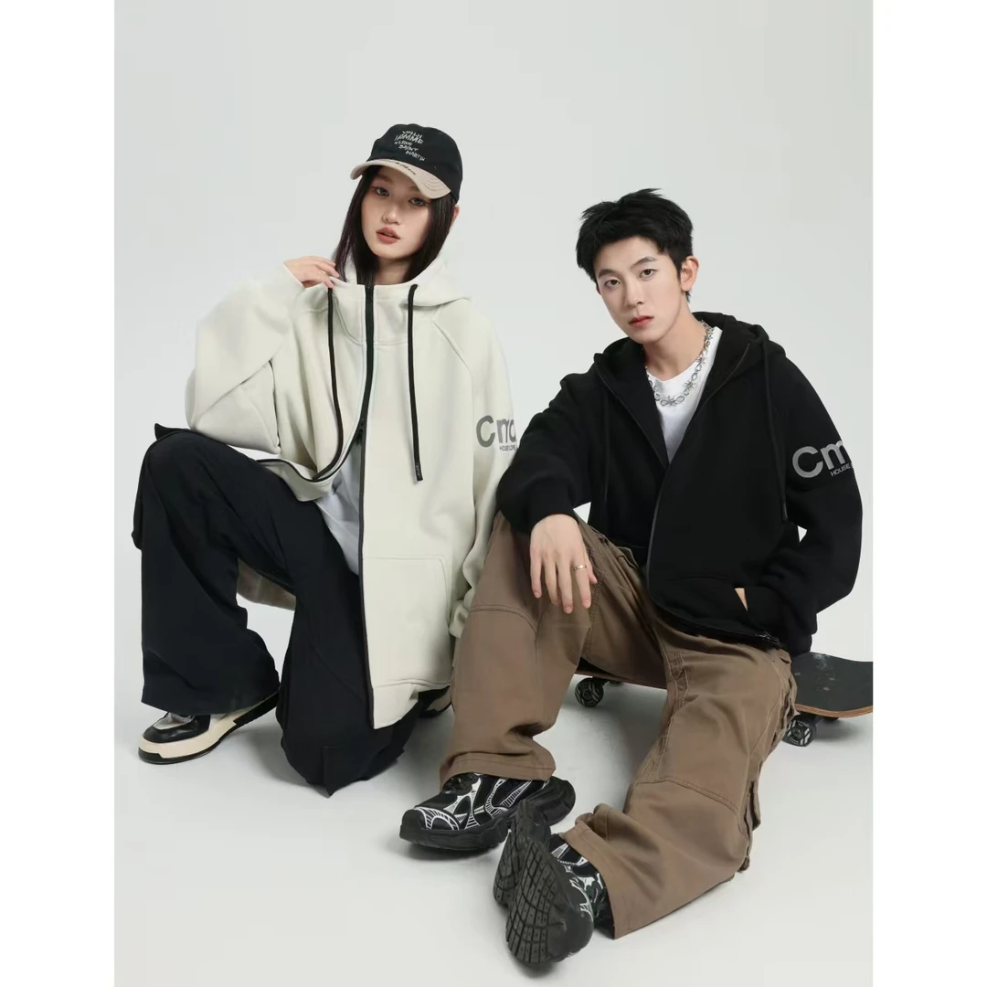 【卫衣一体绒】开衫外套青少年大童澳粒绒连帽加绒保暖秋冬宽松5621