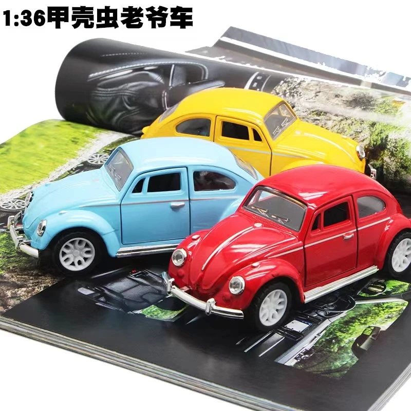 1个天度经典甲壳虫老爷车合金回力开门汽车儿童玩具合金车模型