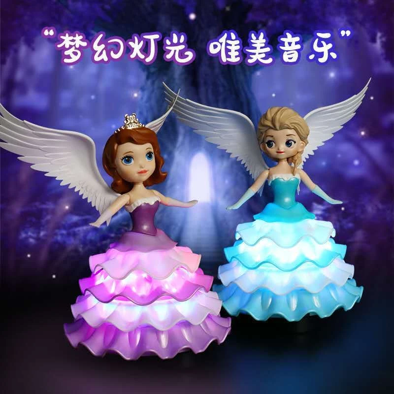 网红白雪冰雪公主爱莎洋娃娃电动跳舞机器人玩具音乐旋转女孩礼物