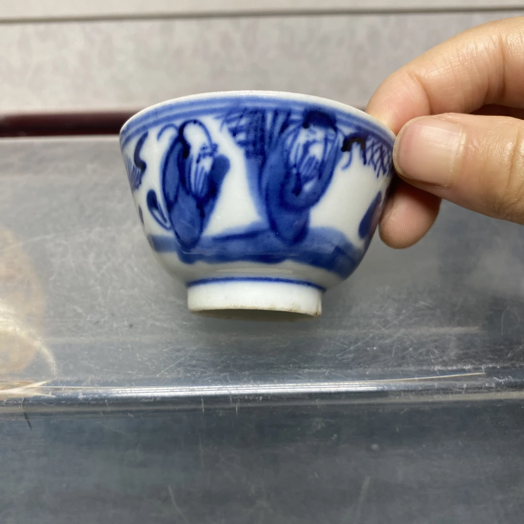 全品｜清晚期【福禄寿】三星青花杯24/古董/KC20240910006